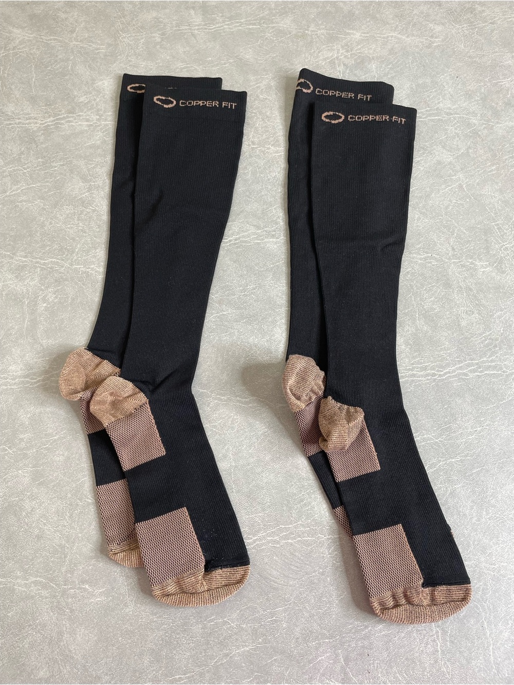 Copper Fit Unisex Black Knee High Compression Socks 2 Pair S/M